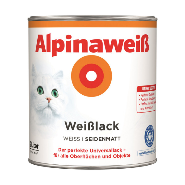 Bild 1 von Weißlack 'Alpinaweiß' seidenmatt 2 l