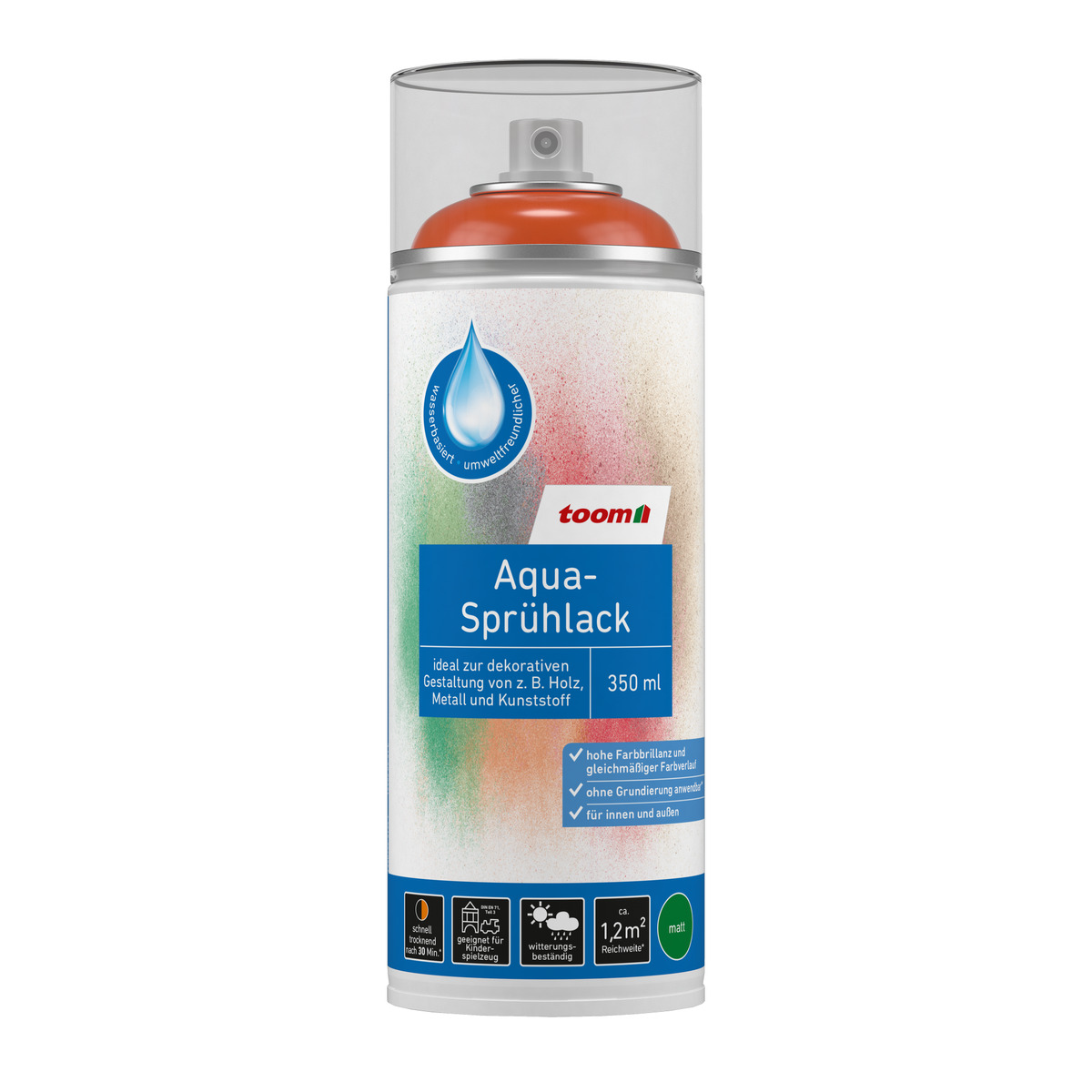 Bild 1 von toom Aqua-Sprühlack 'Feuerglut' orange glänzend 350 ml