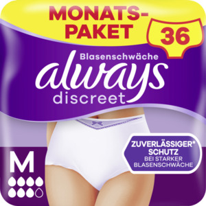 Always Monatspaket Discreet Inkontinenz Höschen Plus Gr. M