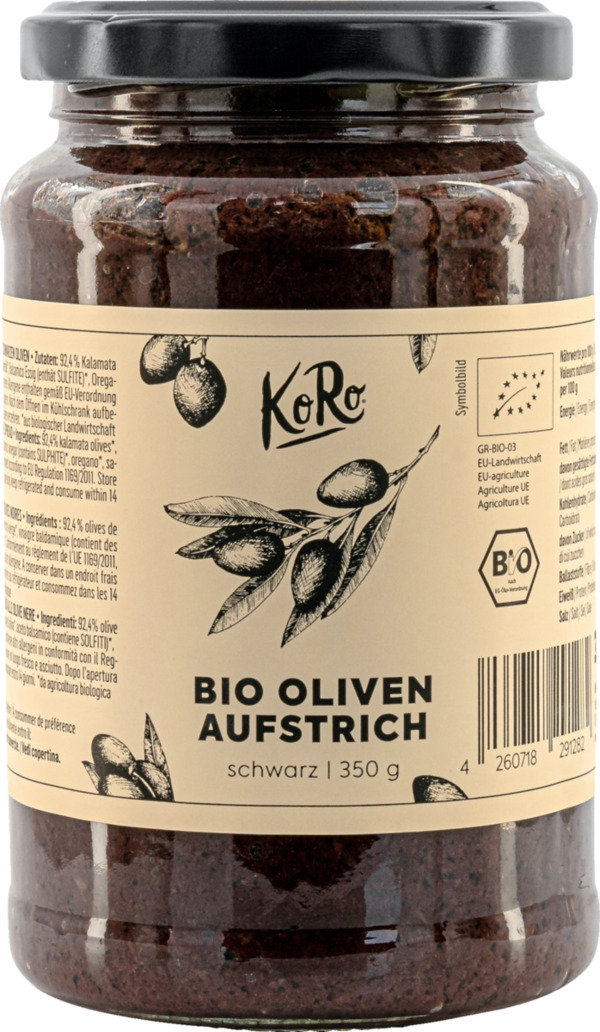 Bild 1 von KoRo Bio Oliven Aufstrich schwarz, 350 g