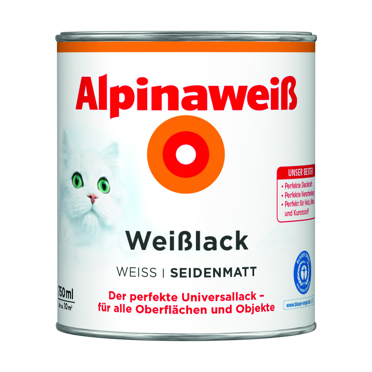 Bild 1 von Weißlack 'Alpinaweiß' seidenmatt 750 ml