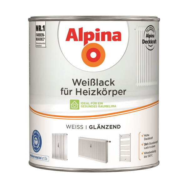 Bild 1 von Alpina Heizkörperlack weiß glänzend 2 l