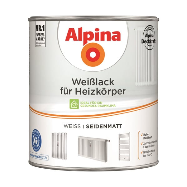 Bild 1 von Alpina Heizkörperlack weiß seidenmatt 2 l