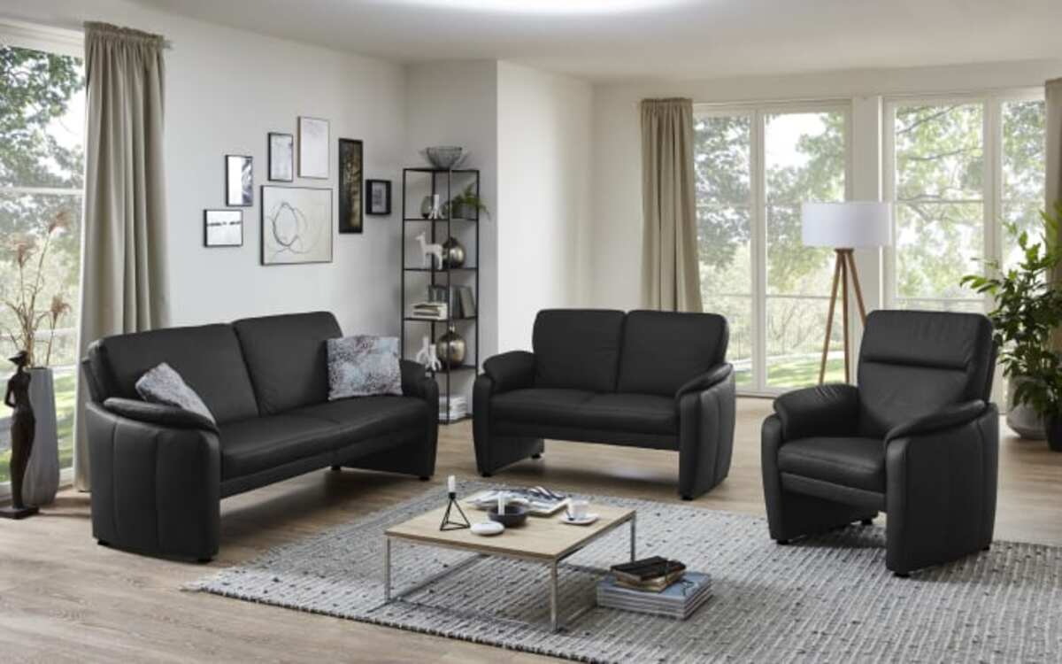 Bild 1 von Steinpol Polsteria - Leder Garnitur Bornholm, schwarz