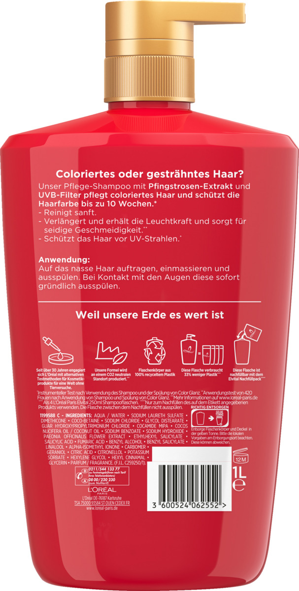 Bild 2 von L’Oréal Paris Elvital Color Glanz Pflege-Shampoo, 1.000 ml