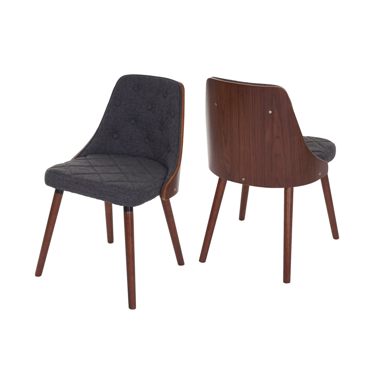 Bild 1 von 2er-Set Esszimmerstuhl MCW-A75, Besucherstuhl Küchenstuhl, Walnuss-Optik Bugholz ~ Textil grau