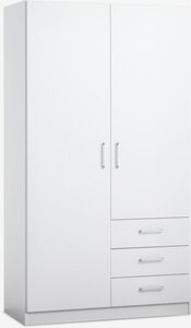 Kleiderschrank FANDRUP 97x176 2 Türen 3 Schubladen weiß