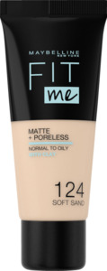 Maybelline New York Fit Me! Matte + Poreless Make-Up Nr. 124 Soft Sand, 30 ml