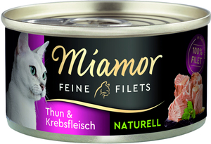 Katzennassfutter Feine Filets naturelle Thunfisch und Krebs 80 g Miamor