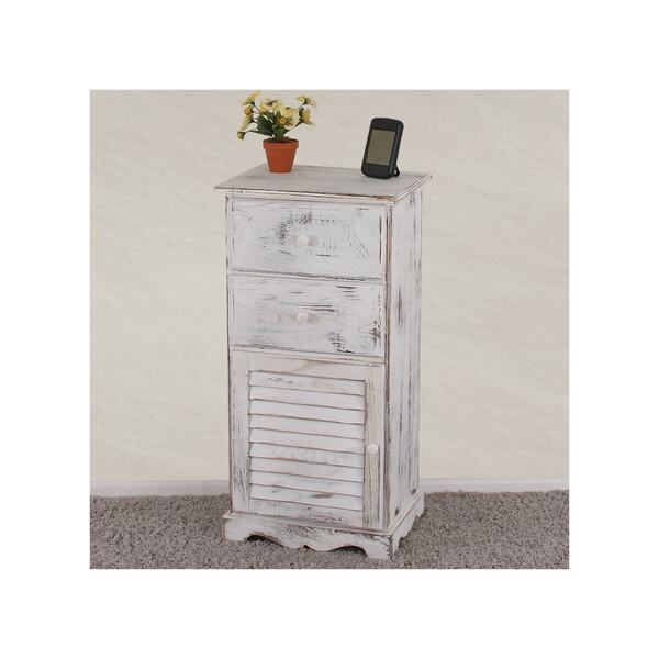 Bild 1 von Kommode Schrank, 81x40x32cm, Shabby-Look, Vintage ~ weiß