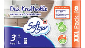 SoftStar Das Kraftvolle Premium Küchentücher 8x51 Blatt 3-lagig