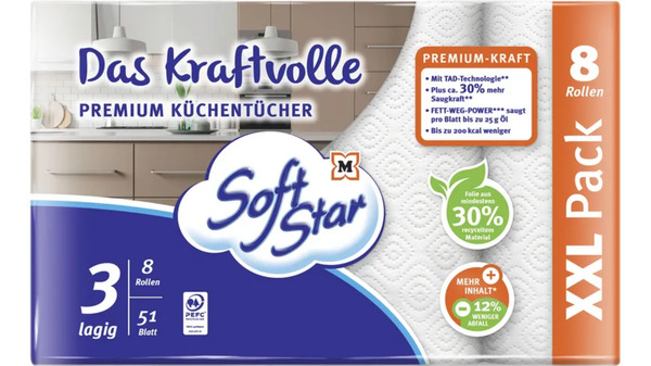 Bild 1 von SoftStar Das Kraftvolle Premium Küchentücher 8x51 Blatt 3-lagig