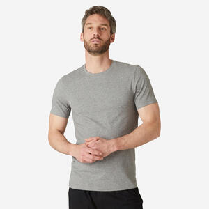 T-Shirt Slim Fitness Baumwolle dehnbar Herren grau