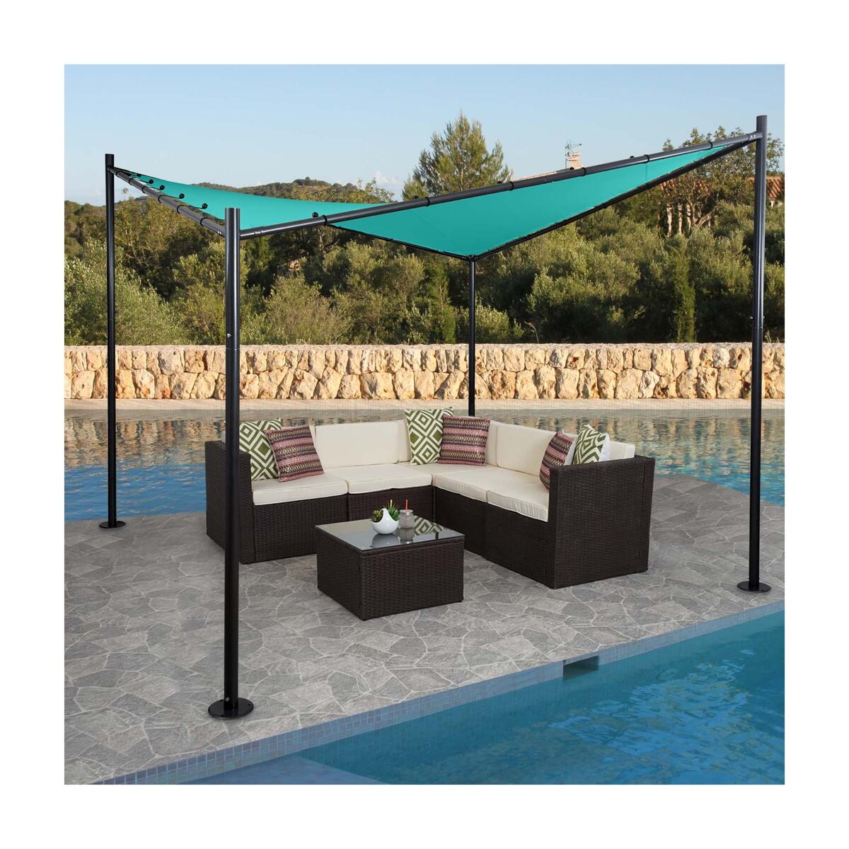 Bild 1 von Pergola MCW-A41, Garten Pavillon Sonnensegel, stabiles 6cm Stahl-Gestell ~ 4x4m türkis