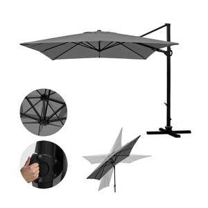 Gastronomie-Ampelschirm MCW-A39, 3x3m (Ø4,24m) schwenkbar drehbar, Polyester/Alu 31kg ~ anthrazit ohne Ständer