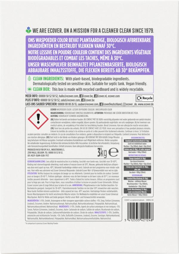 Bild 2 von Ecover Colorwaschmittel Pulver Lavendel & Eukalyptus 40 WL