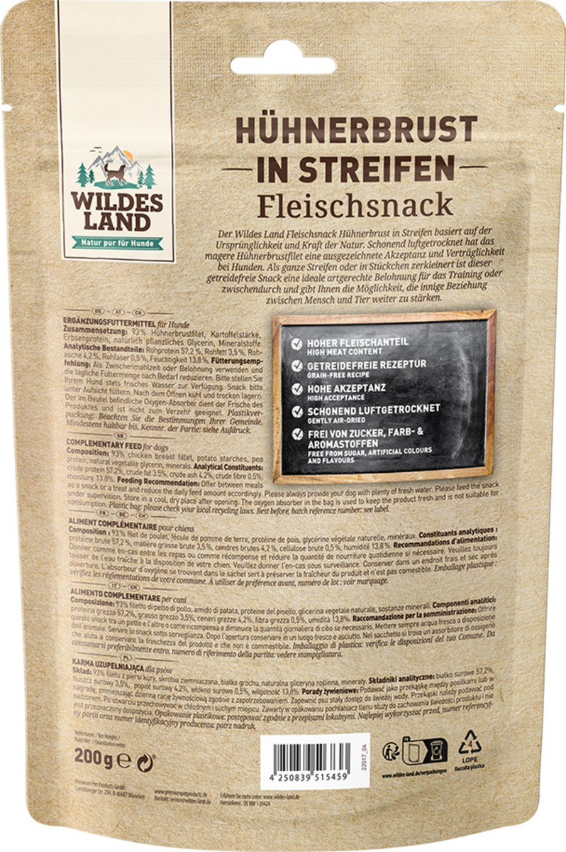 Bild 2 von Wildes Land Hundesnack Hühnerbrust in Streifen, 200 g