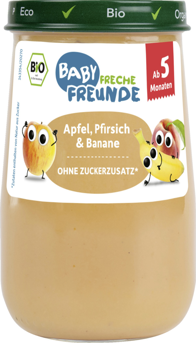 Bild 1 von Freche Freunde Bio Baby Apfel, Pfirsich & Banane, 190 g