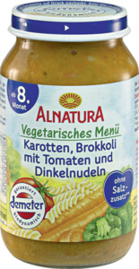 Alnatura Bio vegetarisches Menü Karotten, Brokkoli mit Tomaten & Dinkelnudeln, 220 g