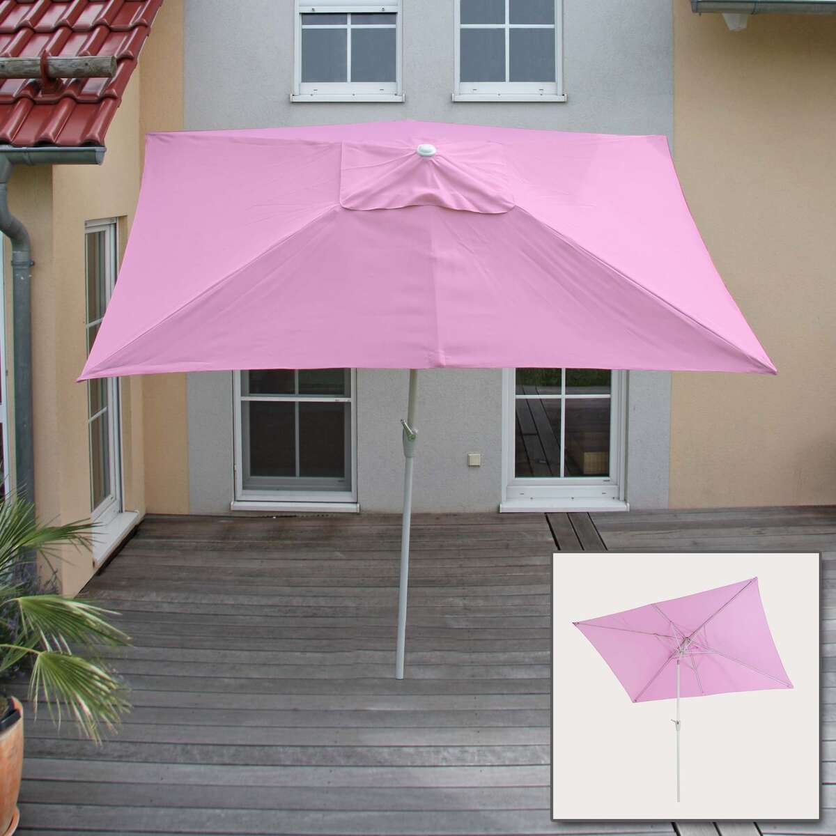 Bild 1 von Sonnenschirm Castellammare, Gartenschirm, 2x3m rechteckig neigbar, Polyester/Alu 4,5kg UV-Schutz 50+ ~ flieder