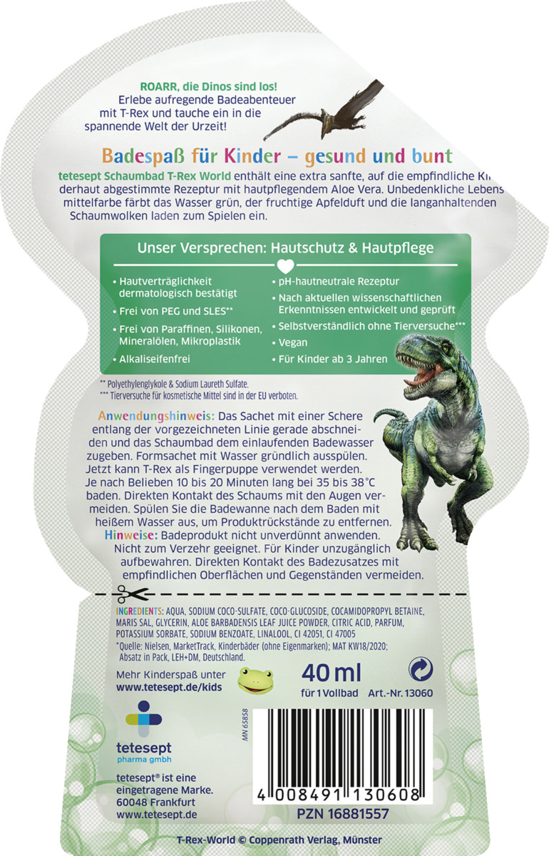 Bild 2 von tetesept Kinder Badespaß Schaumbad T-Rex World, 40 ml