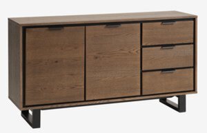 Sideboard HORNBORG 2 Türen 3 Schubladen dunkle Eiche