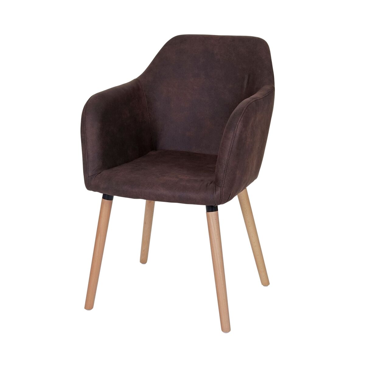 Bild 1 von Esszimmerstuhl Vaasa T381, Stuhl Küchenstuhl, Retro 50er Jahre Design ~ Textil, vintage dunkelbraun, helle Beine