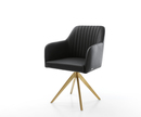 Bild 1 von Drehstuhl Greg-Flex Echt-Leder Schwarz Kreuzgestell kantig Gold 180° drehbar