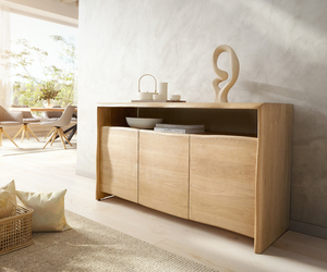 Sideboard Live-Edge 145 cm Eiche Natur 3 Türen Massiv