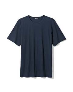 Herren-Loungeshirt, Baumwolle mit Waffeloptik dunkelblau