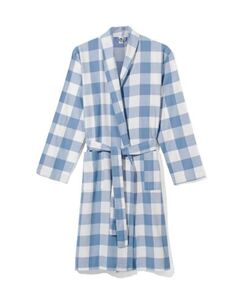 Damen-Bademantel, Flanell mittelblau