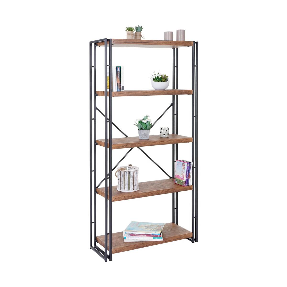 Bild 1 von Bücherregal MCW-A27, Standregal Wohnregal, 165x80cm 3D-Struktur 5 Ebenen, Wildeiche-Optik