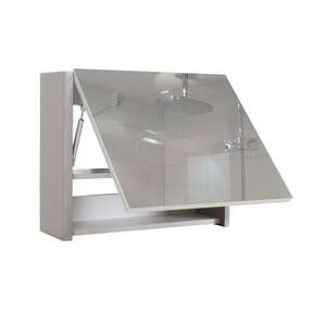 Spiegelschrank MCW-B19, Wandspiegel Badspiegel Badezimmer, aufklappbar hochglanz 48x59cm ~ grau