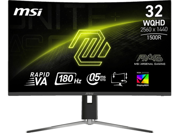 Bild 1 von MSI MAG32CQ6PFDE 31,5 Zoll WQHD Gaming Monitor (0,5 ms Reaktionszeit, 180 Hz), Schwarz