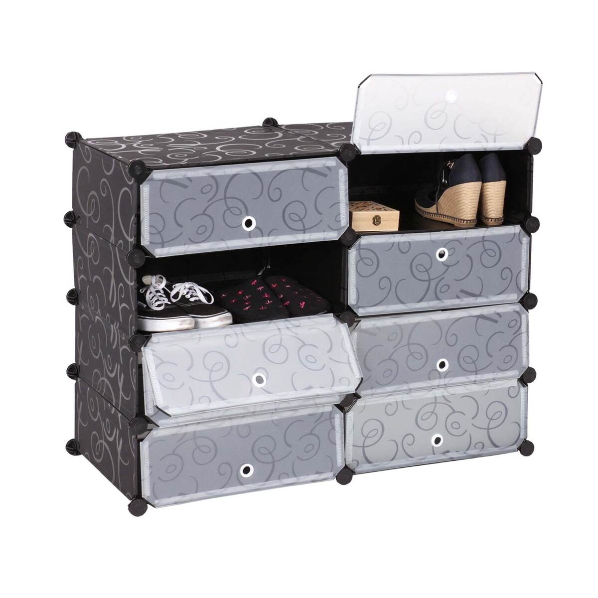 Bild 1 von Schuhschrank MCW-B66, Schuhablage Schrank Steckregal Aufbewahrung, 8 Fächer 73x92x36cm ~ schwarz