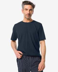 Herren-Loungeshirt, Baumwolle mit Waffeloptik dunkelblau