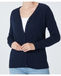 Dunkelblaue Strickjacke, Janina, Knopfleiste, dunkelblau