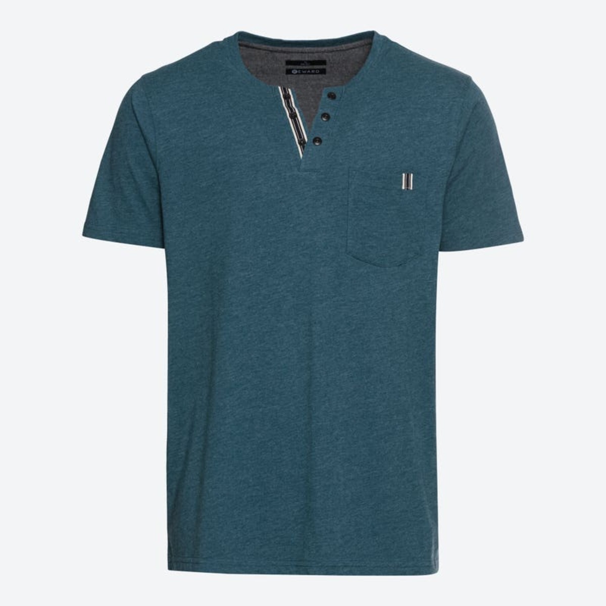 Bild 1 von Herren-T-Shirt mit Henley-Kragen, Petrol