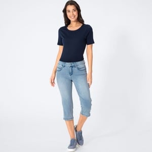 Damen-Jeans-Caprihose mit Shaping-Effekt, Light-blue