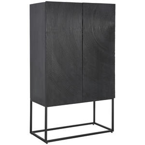 Ambia Home Highboard, Schwarz, Holz, Mangoholz, vollmassiv, 2 Fächer, 90x150x45 cm, Typenauswahl, stehend, Wohnzimmer, Kommoden & Sideboards, Highboards