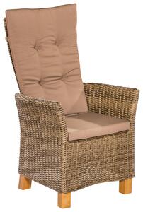 Gartensessel 2er-Set Toskana Metall/Holz/Kunststoff/Textil, Naturfarben, Cappuccino