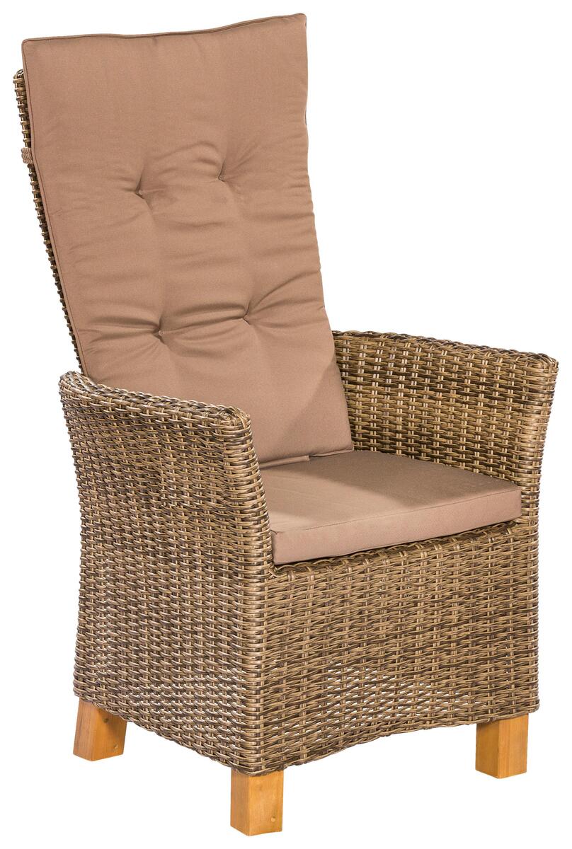 Bild 1 von Gartensessel 2er-Set Toskana Metall/Holz/Kunststoff/Textil, Naturfarben, Cappuccino