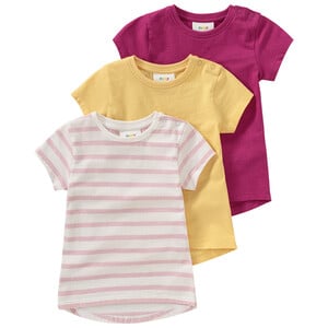 3 Baby T-Shirts in verschiedenen Dessins BEERE / GELB / WEISS