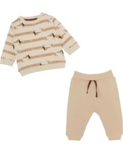 Newborn Jogginganzug Dackel, Ergee, 2-tlg. Set, offwhite