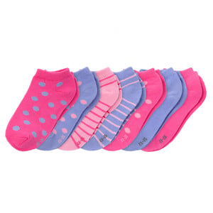 7 Paar Mädchen Sneaker-Socken im Set HELLBLAU / ROSA / PINK