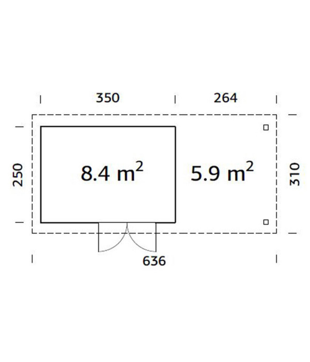 Bild 3 von Palmako Gartenhaus Lara, inkl. Seitendach, ca. B636/H221/T310 cm