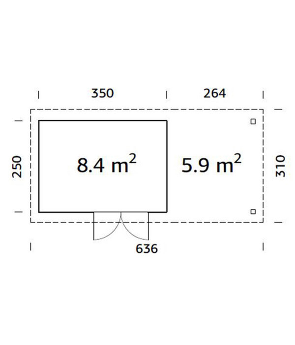 Bild 3 von Palmako Gartenhaus Lara, inkl. Seitendach, ca. B636/H221/T310 cm