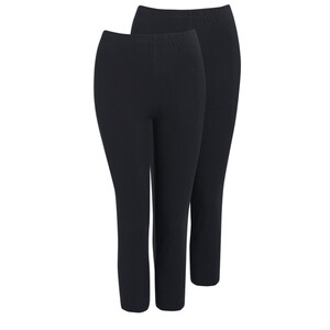 2 Damen 3/4-Leggings unifarben SCHWARZ