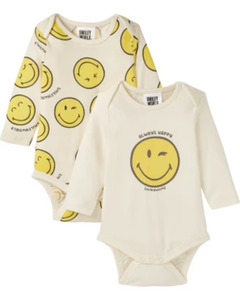 Smiley World Bodys, 2er-Pack, offwhite