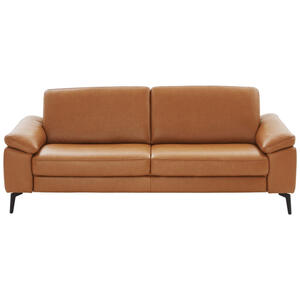 Valdera 3-Sitzer-Sofa, Cognac, Leder, Echtleder, Longlife-Leder, 2-3-Sitzer, 224x88x100 cm, Goldenes M, Typenauswahl, Fußauswahl, Lederauswahl, Stoffauswahl, Armteilvarianten, Sitzqualitäten, Hocke